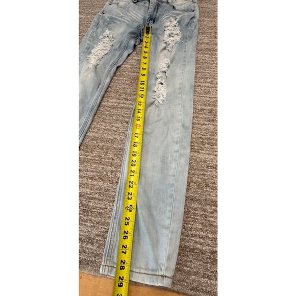 Machine Nouvelle Mode Destroyed Slim Fit Stretch Light Denim Womens Jeans SZ 31 - Picture 3 of 6